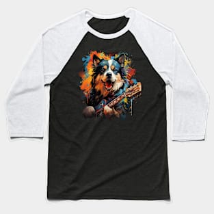 Siberian Husky Playing Guitar Baseball T-Shirt
